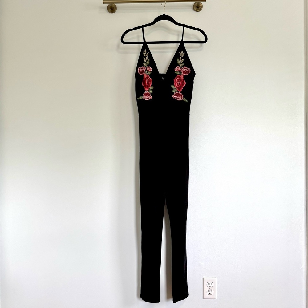 Windsor Floral Rose Black Jumpsuit